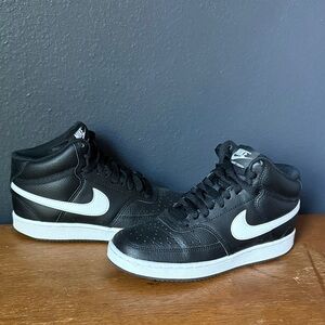 Nike Court Vision Women’s Black and White High-Top Sneakers like new!
